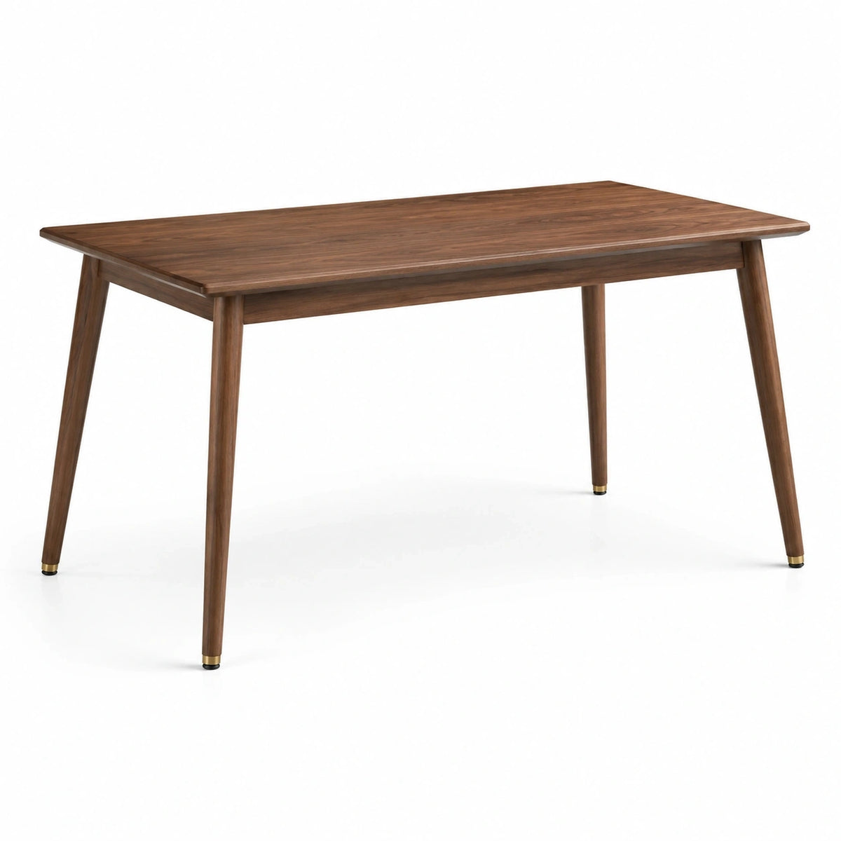 Rechteckiger Esstisch aus Holz, Braun mit messingfarbenen Akzenten, 160 × 90 × 75 cm
