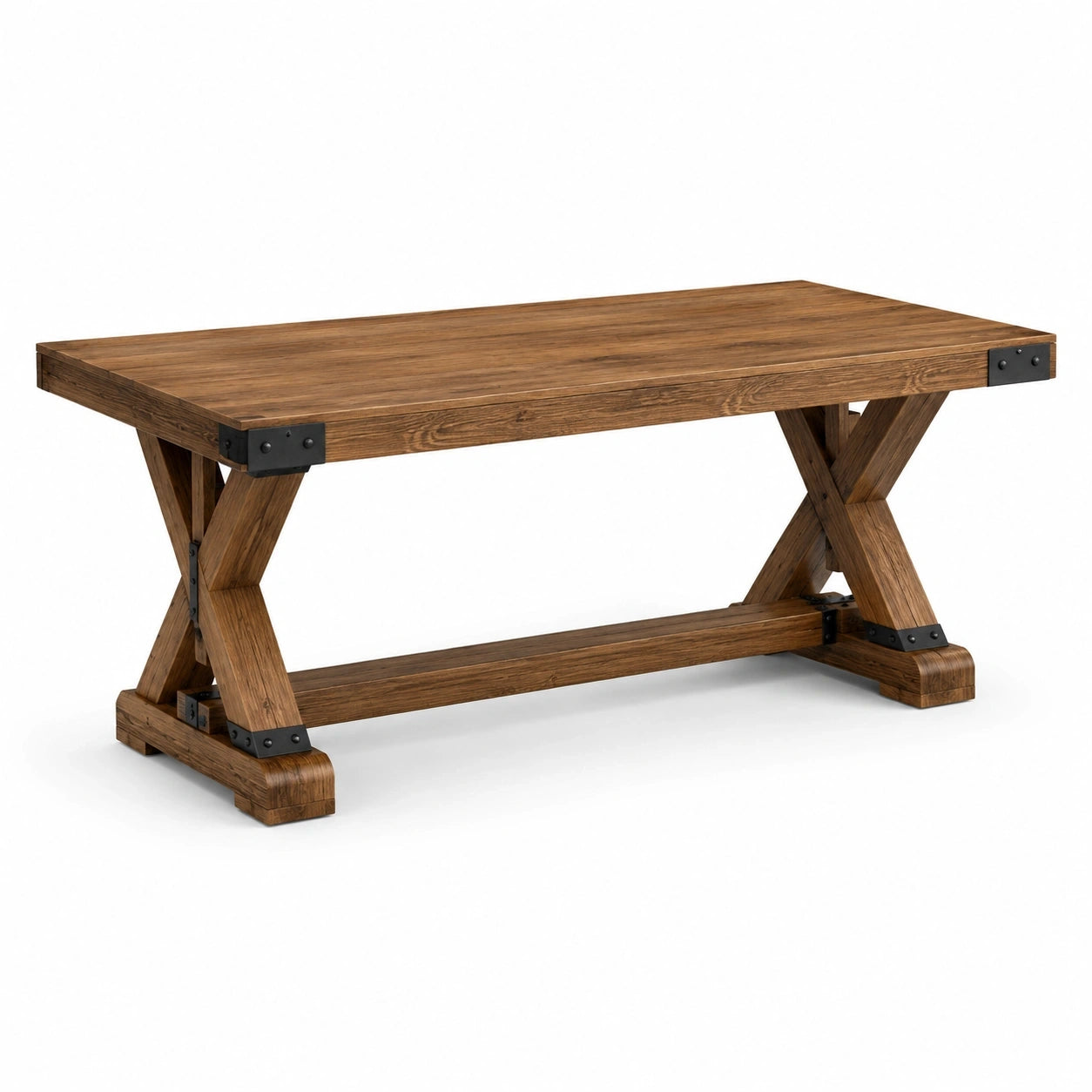 Esstisch aus Holz und Metall mit X-Gestell, 160 × 80 × 76 cm, Braun/Schwarz