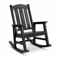 Garten-Schaukelstuhl aus Holz mit Armlehnen, Schwarz, 85 × 67 × 113 cm, klassischer Stil