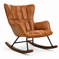 Vintage-Schaukelstuhl mit Kunstlederbezug, Cognacbraun/Schwarz/Dunkelbraun, 100 × 98 × 95 cm