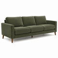 Modernes 3-Sitzer-Sofa 220 × 88 × 84 cm mit grünem Cordbezug und braunen Holzfüßen