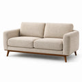 Modernes 2-Sitzer-Sofa 185 × 85 × 82 cm in Beige mit Strukturstoff und braunen Holzfüßen