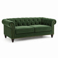 3-Sitzer-Sofa im Chesterfield-Stil aus grünem Samt, 220 × 90 × 78 cm