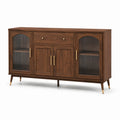 Sideboard mit Riffelglas, 4 Türen und Schublade, Walnussbraun/Dunkelgrau/Messingfarben, 160 × 40 × 85 cm
