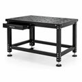 Stahl-Werkbank mit Lochplatte, Schublade und Nivellierfüßen, Schwarz/Silber, 120 × 60 × 90 cm